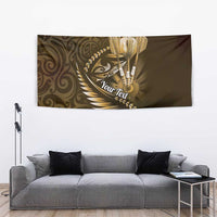 Personalised All Gold New Zealand Darts Tapestry Aoteroa Fern Maori Galaxy Style