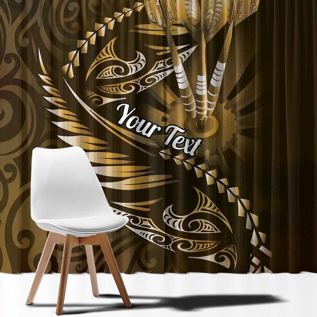 Personalised All Gold New Zealand Darts Window Curtain Aoteroa Fern Maori Galaxy Style