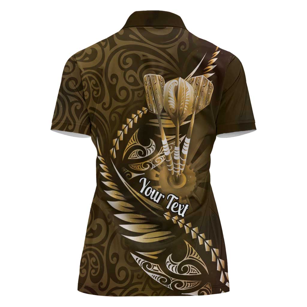 Personalised All Gold New Zealand Darts Women Polo Shirt Aoteroa Fern Maori Galaxy Style