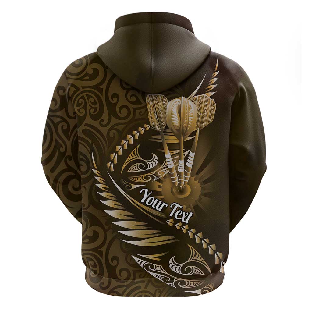 Personalised All Gold New Zealand Darts Zip Hoodie Aoteroa Fern Maori Galaxy Style