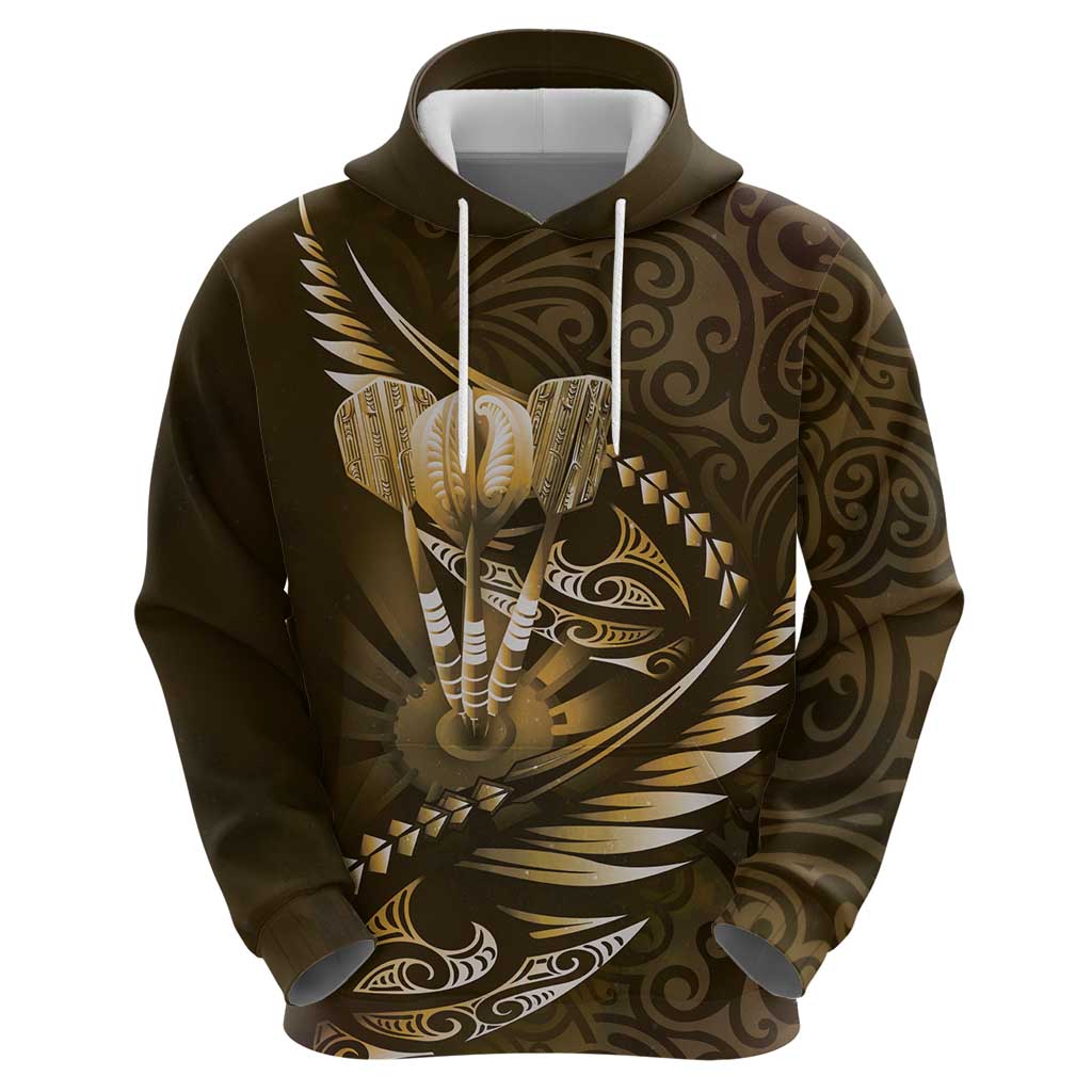 Personalised All Gold New Zealand Darts Zip Hoodie Aoteroa Fern Maori Galaxy Style