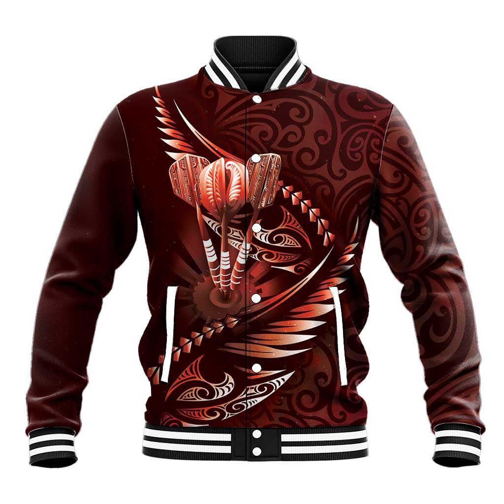 Personalised All Red New Zealand Darts Baseball Jacket Aoteroa Fern Maori Galaxy Style