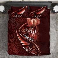 Personalised All Red New Zealand Darts Bedding Set Aoteroa Fern Maori Galaxy Style