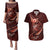 Personalised All Red New Zealand Darts Couples Matching Puletasi and Hawaiian Shirt Aoteroa Fern Maori Galaxy Style