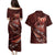 Personalised All Red New Zealand Darts Couples Matching Puletasi and Hawaiian Shirt Aoteroa Fern Maori Galaxy Style