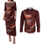 Personalised All Red New Zealand Darts Couples Matching Puletasi and Long Sleeve Button Shirt Aoteroa Fern Maori Galaxy Style