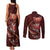 Personalised All Red New Zealand Darts Couples Matching Tank Maxi Dress and Long Sleeve Button Shirt Aoteroa Fern Maori Galaxy Style