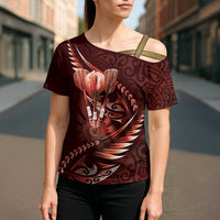 Personalised All Red New Zealand Darts Cross Shoulder Shirt Aoteroa Fern Maori Galaxy Style - Polynesian Pride