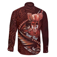 Personalised All Red New Zealand Darts Family Matching Long Sleeve Bodycon Dress and Hawaiian Shirt Aoteroa Fern Maori Galaxy Style