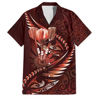 Personalised All Red New Zealand Darts Family Matching Off Shoulder Maxi Dress and Hawaiian Shirt Aoteroa Fern Maori Galaxy Style