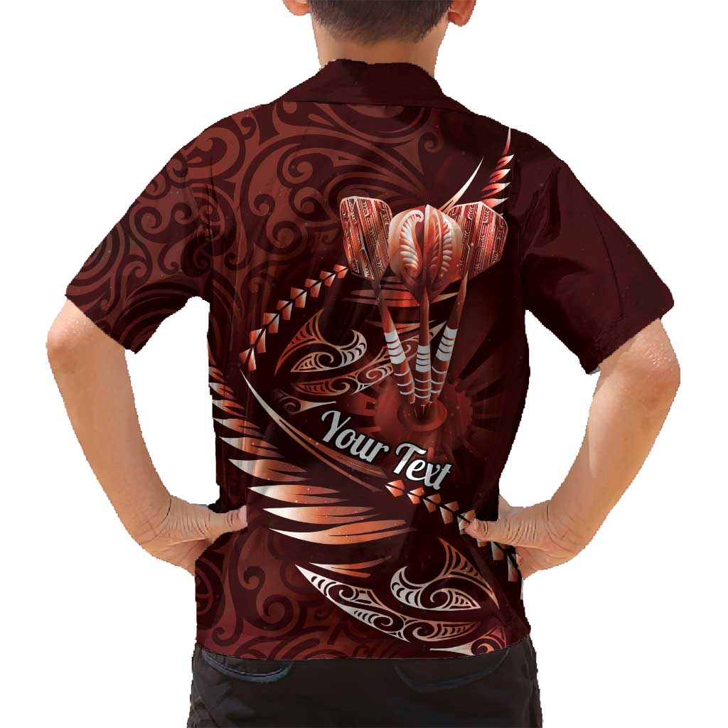 Personalised All Red New Zealand Darts Family Matching Puletasi and Hawaiian Shirt Aoteroa Fern Maori Galaxy Style