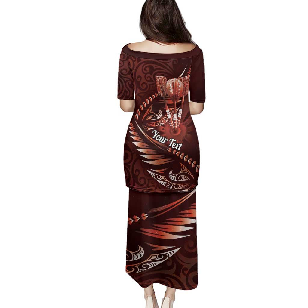 Personalised All Red New Zealand Darts Family Matching Puletasi and Hawaiian Shirt Aoteroa Fern Maori Galaxy Style