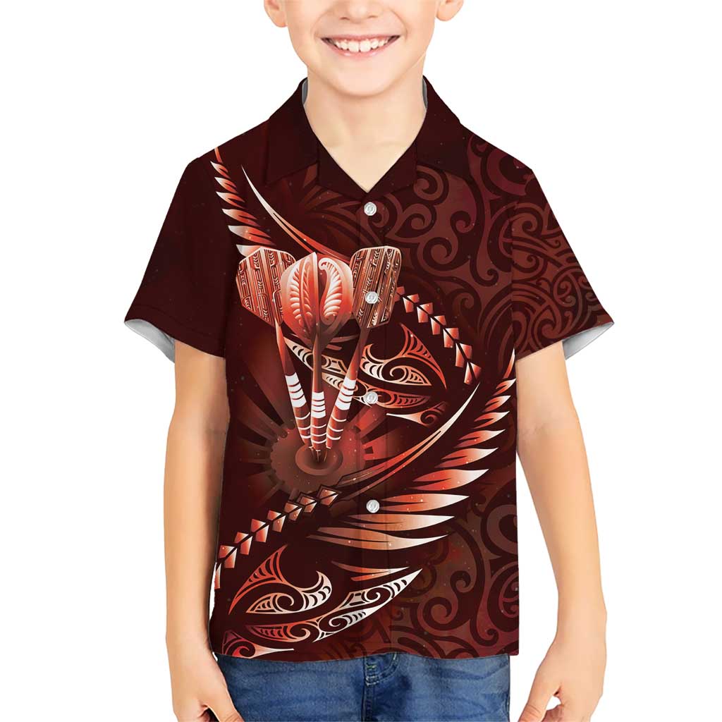 Personalised All Red New Zealand Darts Kid Hawaiian Shirt Aoteroa Fern Maori Galaxy Style