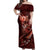 Personalised All Red New Zealand Darts Off Shoulder Maxi Dress Aoteroa Fern Maori Galaxy Style