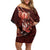Personalised All Red New Zealand Darts Off Shoulder Short Dress Aoteroa Fern Maori Galaxy Style
