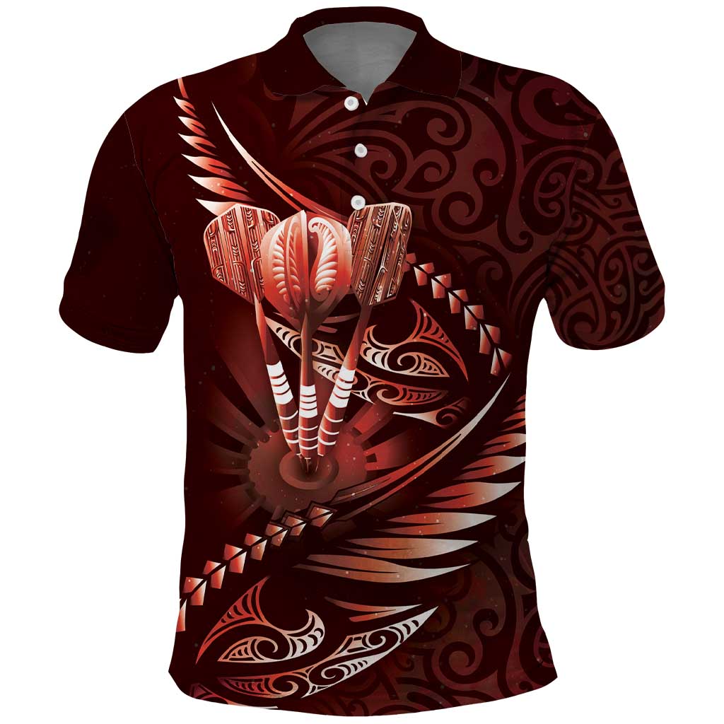 Personalised All Red New Zealand Darts Polo Shirt Aoteroa Fern Maori Galaxy Style