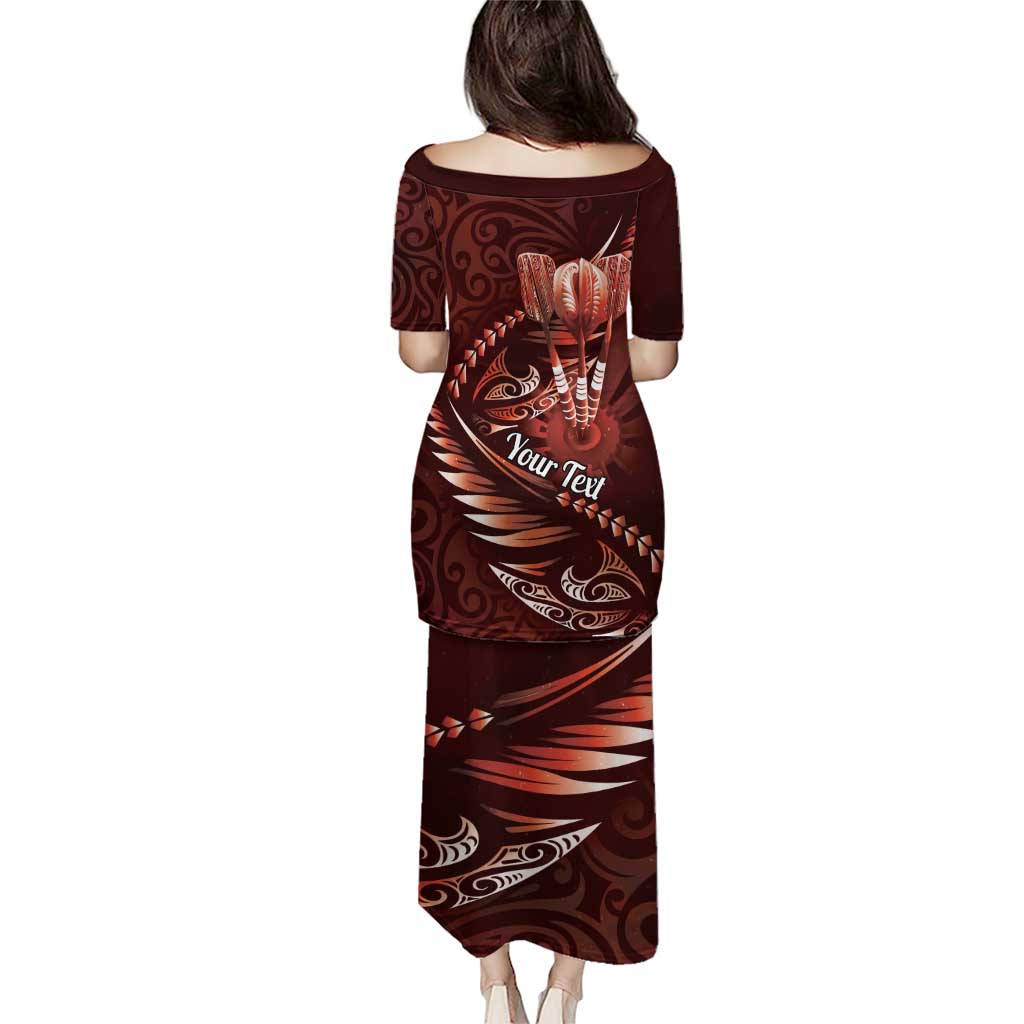 Personalised All Red New Zealand Darts Puletasi Aoteroa Fern Maori Galaxy Style