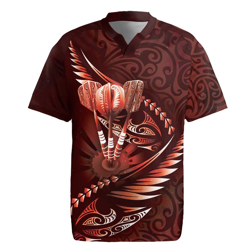 Personalised All Red New Zealand Darts Rugby Jersey Aoteroa Fern Maori Galaxy Style
