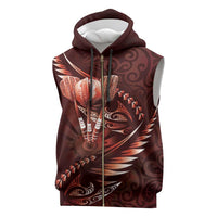 Personalised All Red New Zealand Darts Sleeveless Zip Hoodie Aoteroa Fern Maori Galaxy Style - Polynesian Pride