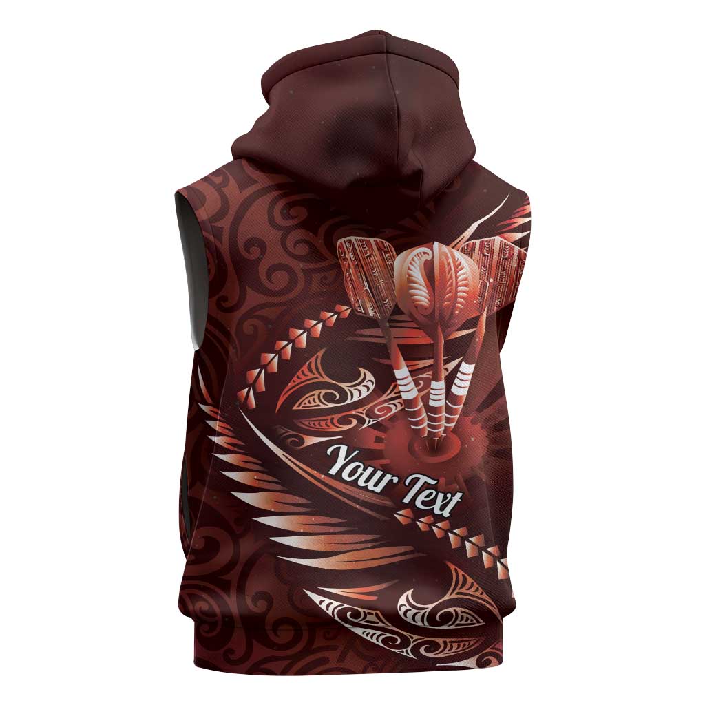 Personalised All Red New Zealand Darts Sleeveless Zip Hoodie Aoteroa Fern Maori Galaxy Style - Polynesian Pride