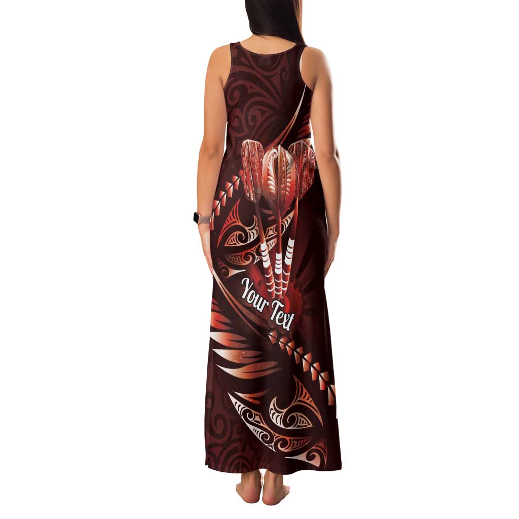 Personalised All Red New Zealand Darts Tank Maxi Dress Aoteroa Fern Maori Galaxy Style