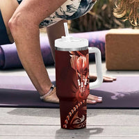 All Red New Zealand Darts Tumbler With Handle Aoteroa Fern Maori Galaxy Style