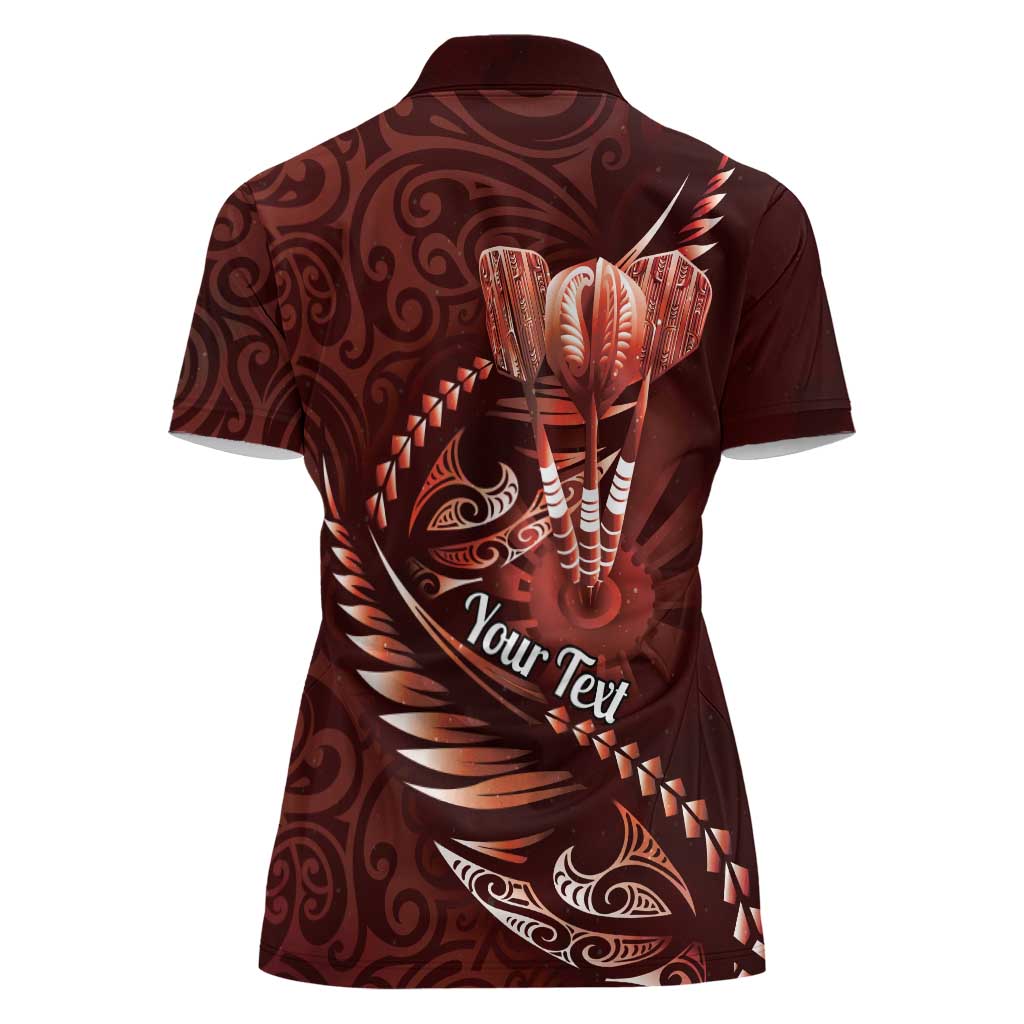 Personalised All Red New Zealand Darts Women Polo Shirt Aoteroa Fern Maori Galaxy Style