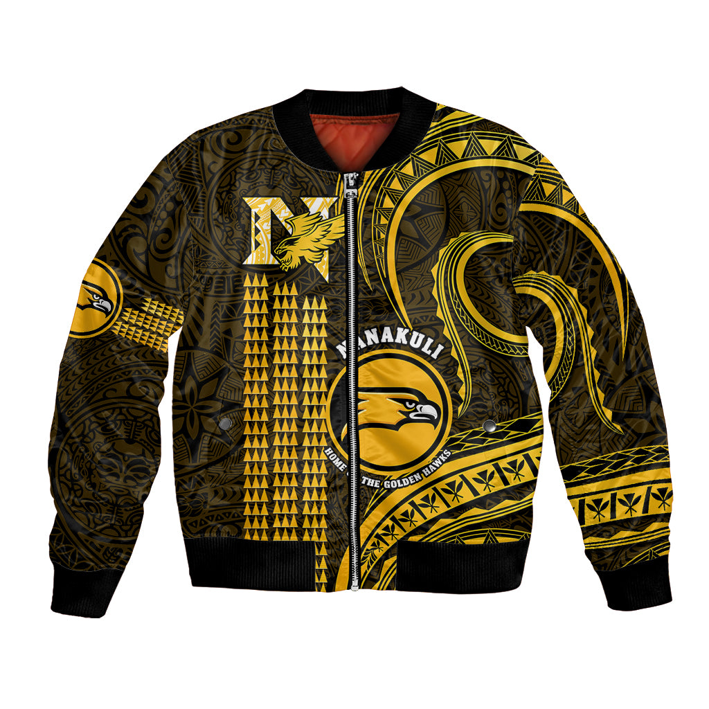 Hawaii Nanakuli High And Intermediate School Bomber Jacket Polynesian Kakau Pattern LT14 Unisex Gold - Polynesian Pride