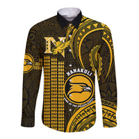 Personalised Hawaii Nanakuli High And Intermediate School Long Sleeve Button Shirt Polynesian Kakau Pattern LT14 Unisex Gold - Polynesian Pride