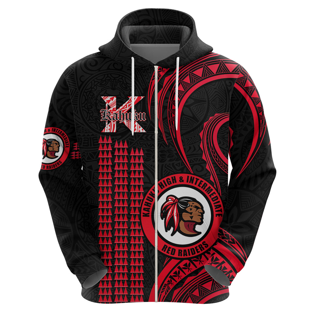 Hawaii Kahuku High and Intermediate School Hoodie Red Raiders Kakau Pattern LT14 - Polynesian Pride