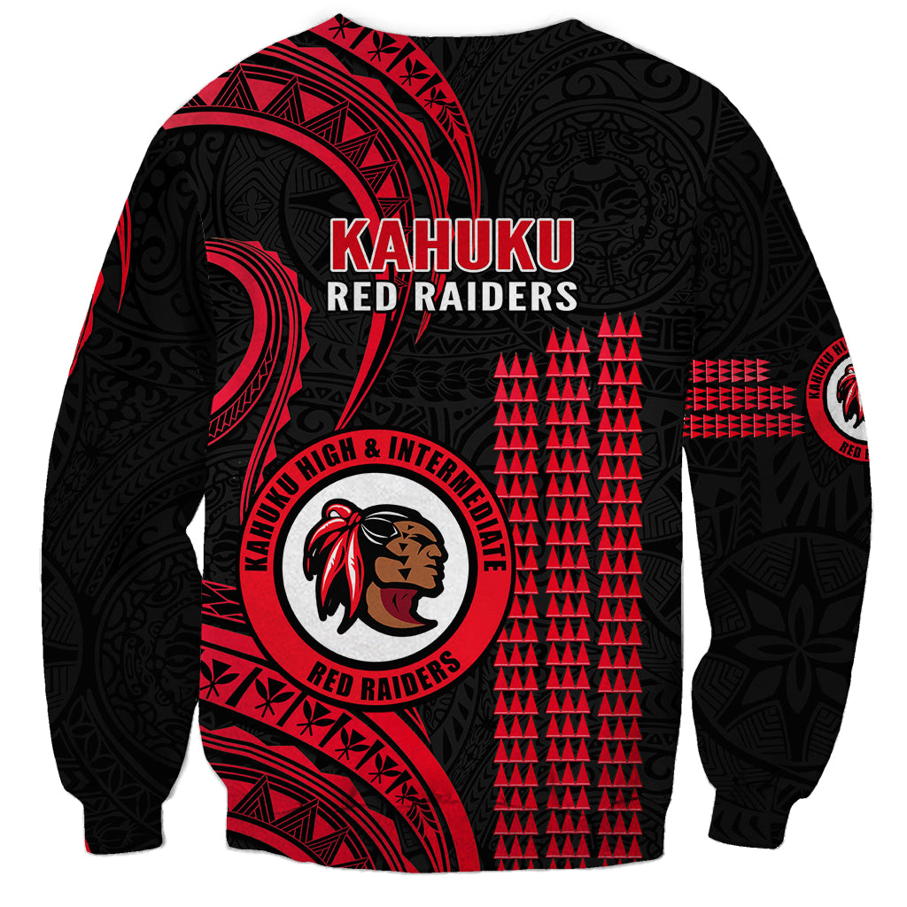 Hawaii Kahuku High And Intermediate School Sweatshirt Red Raiders Kakau Pattern LT14 - Polynesian Pride