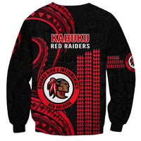 Hawaii Kahuku High And Intermediate School Sweatshirt Red Raiders Kakau Pattern LT14 - Polynesian Pride