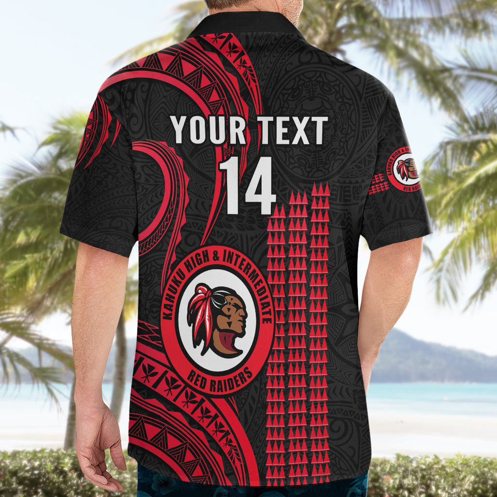Personalised Hawaii Kahuku High And Intermediate School Hawaiian Shirt Red Raiders Kakau Pattern LT14 - Polynesian Pride