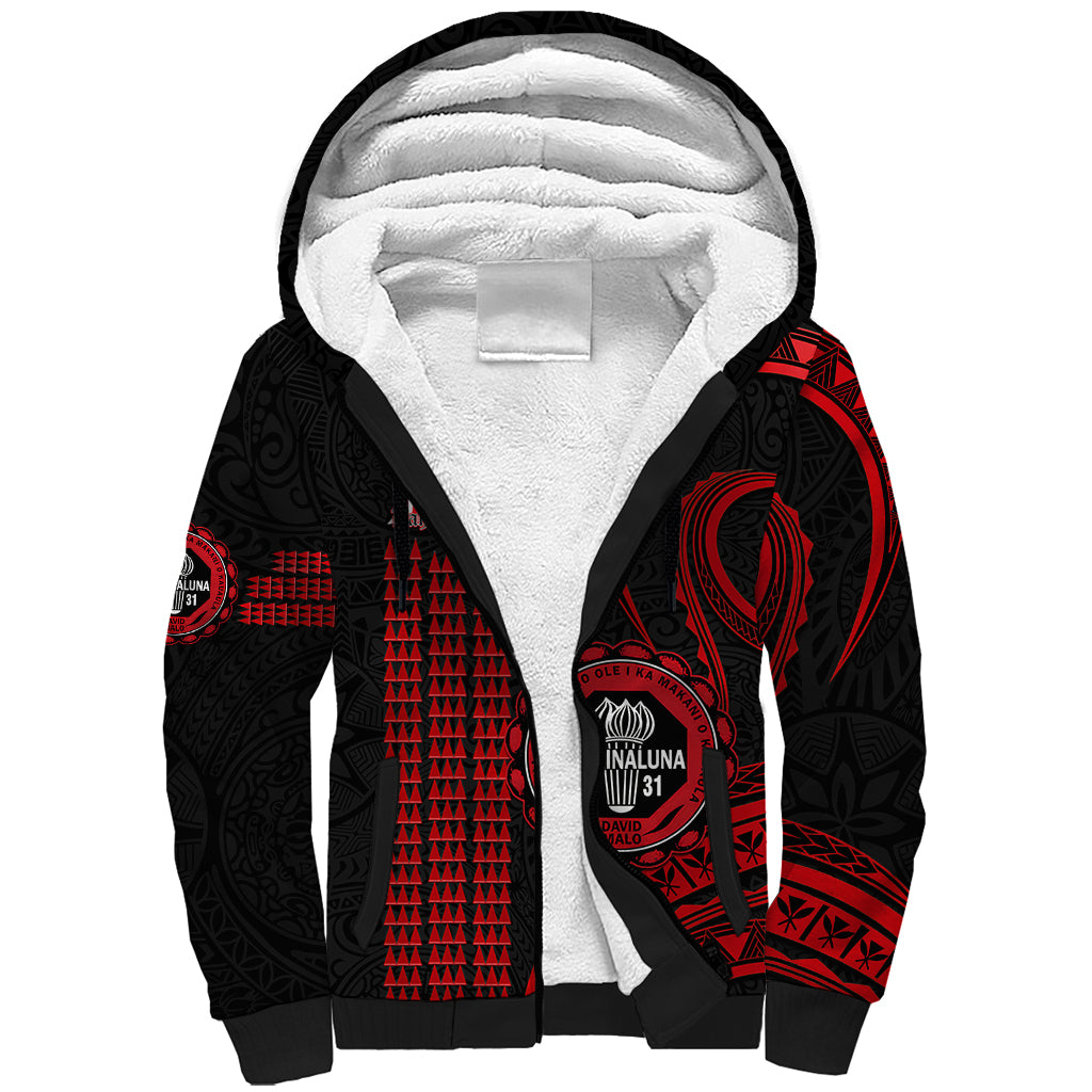 Hawaii Lahainaluna High School Sherpa Hoodie Polynesian Kakau Pattern LT14 Unisex Red - Polynesian Pride