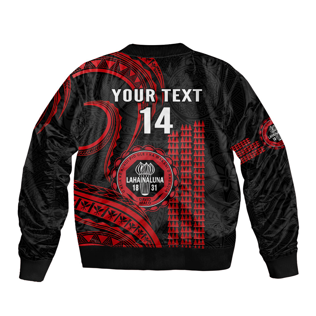 Personalised Hawaii Lahainaluna High School Bomber Jacket Polynesian Kakau Pattern LT14 - Polynesian Pride