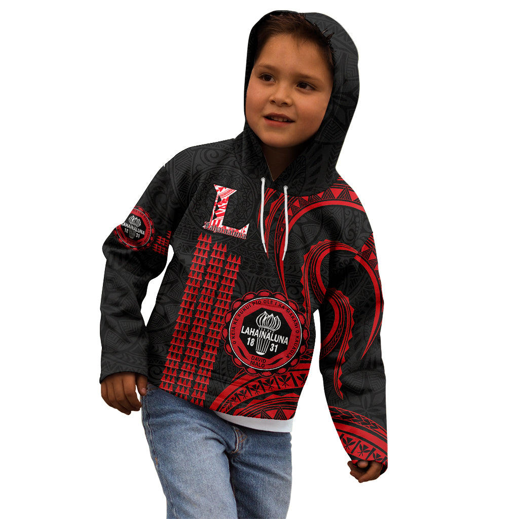 Personalised Hawaii Lahainaluna High School Kid Hoodie Polynesian Kakau Pattern LT14 - Polynesian Pride