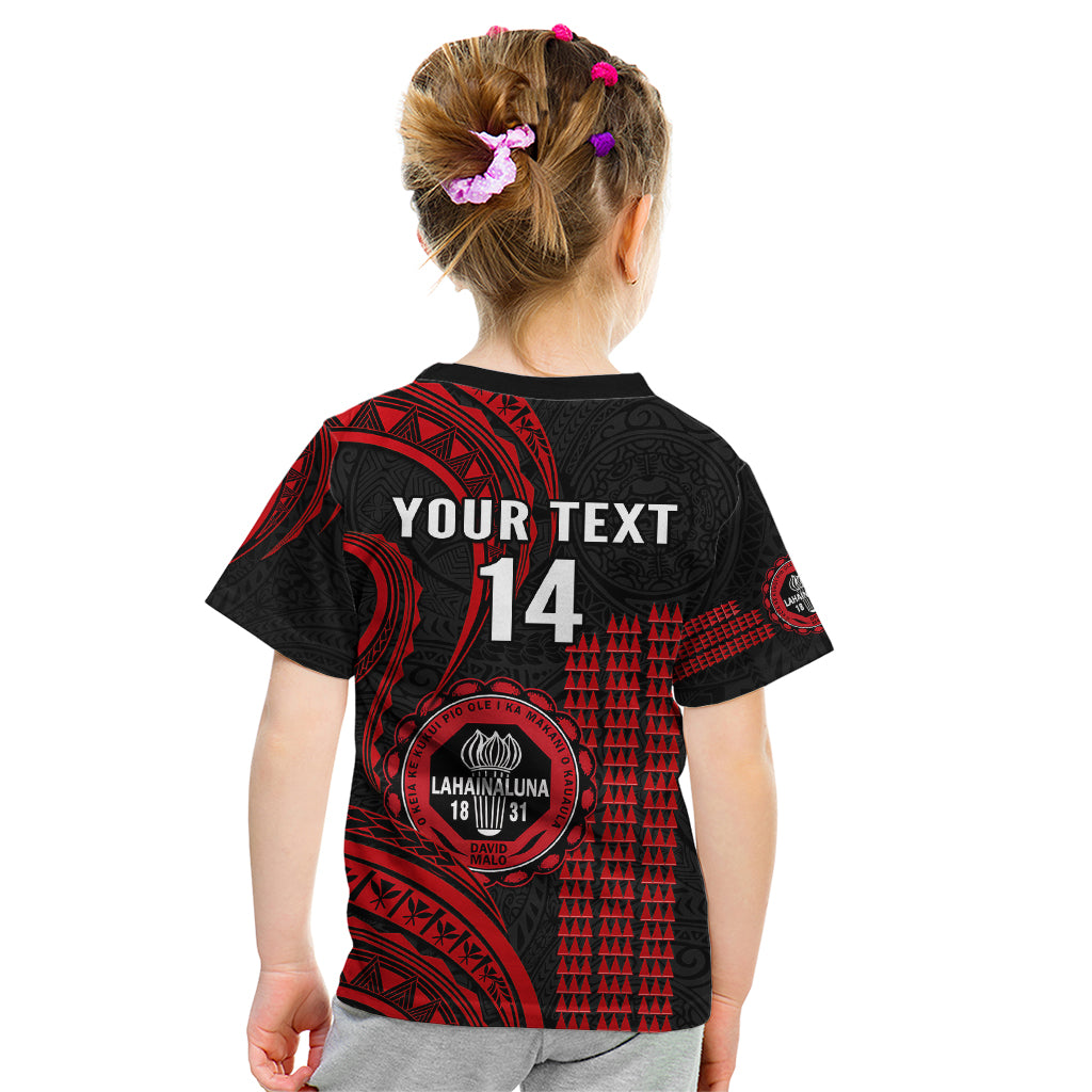 Personalised Hawaii Lahainaluna High School Kid T Shirt Polynesian Kakau Pattern LT14 - Polynesian Pride
