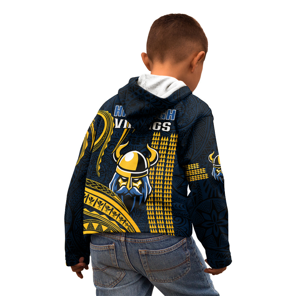 Hawaii Hilo High School Kid Hoodie Vikings Polynesian Kakau Pattern LT14 - Polynesian Pride