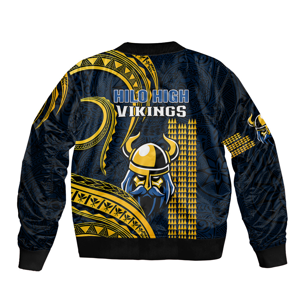Hawaii Hilo High School Sleeve Zip Bomber Jacket Vikings Polynesian Kakau Pattern LT14 - Polynesian Pride