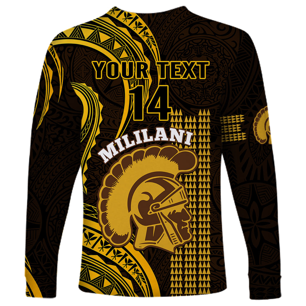Personalised Hawaii Mililani High School Long Sleeve Shirt Polynesian Kakau Pattern LT14 - Polynesian Pride