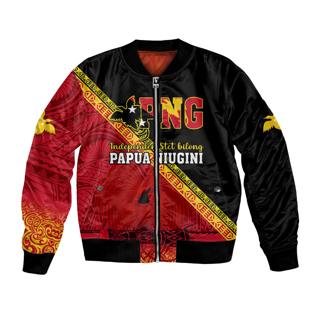 Papua New Guinea Bomber Jacket Independen Stet bilong Papua Niugini Unique Version LT14 Unisex Red - Polynesian Pride