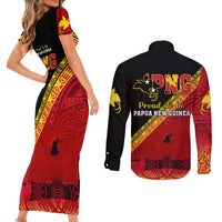 Papua New Guinea Couples Matching Short Sleeve Bodycon Dress and Long Sleeve Button Shirts Independen Stet bilong Papua Niugini Unique Version LT14 - Polynesian Pride
