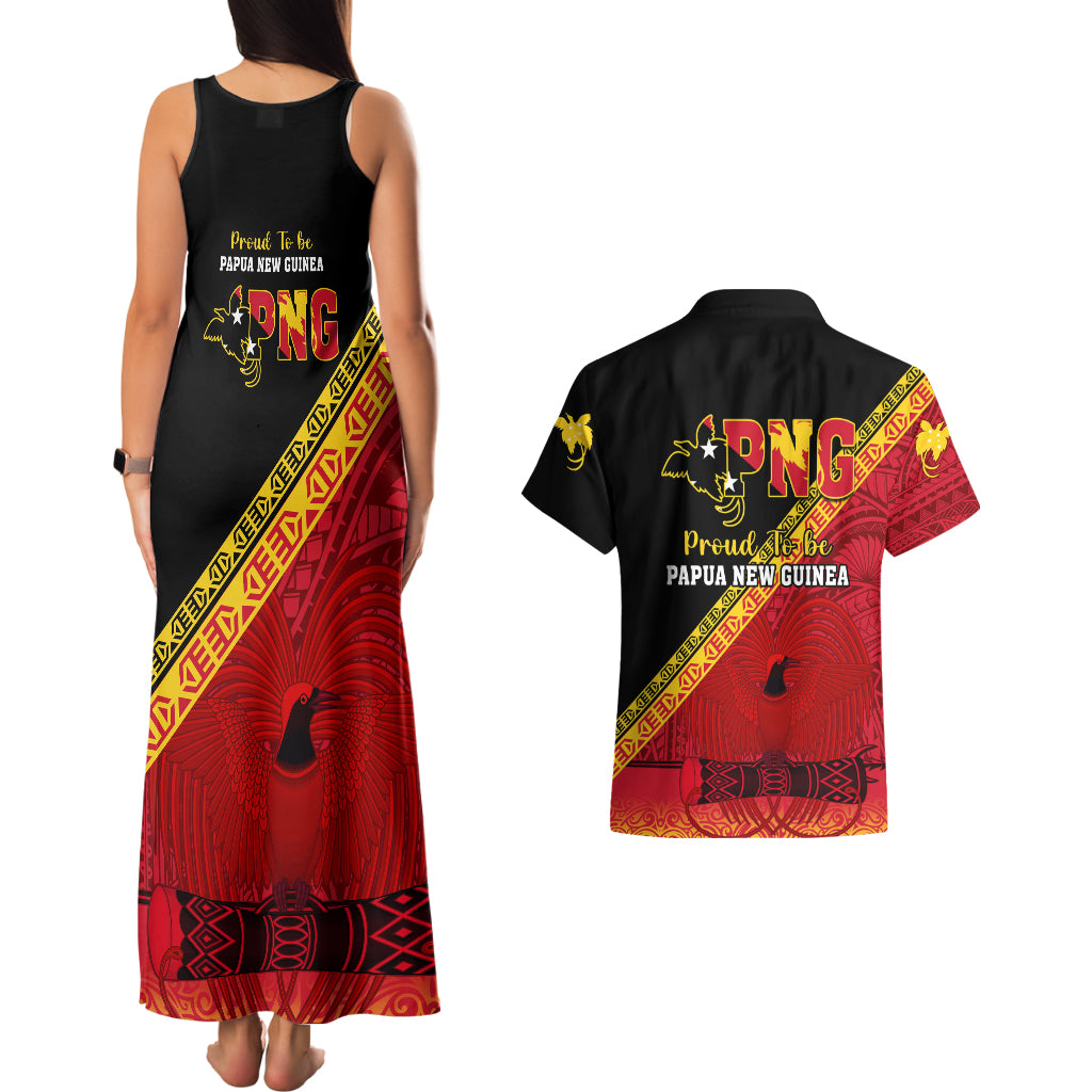 Papua New Guinea Couples Matching Tank Maxi Dress and Hawaiian Shirt Independen Stet bilong Papua Niugini Unique Version LT14 - Polynesian Pride