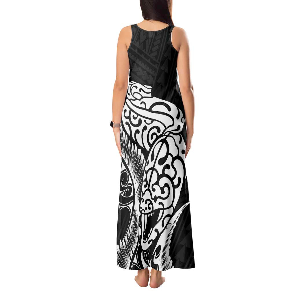 New Zealand Eel Tank Maxi Dress Tuna Aotearoa Maori Patten - Black
