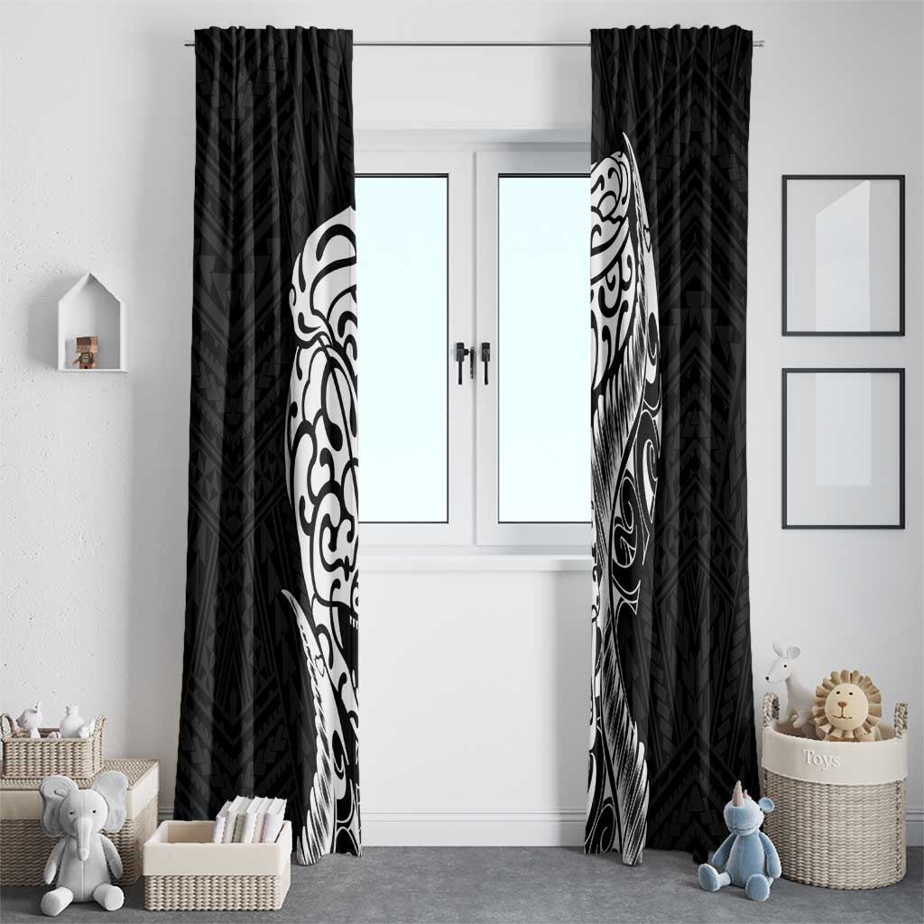 New Zealand Eel Window Curtain Tuna Aotearoa Maori Patten - Black
