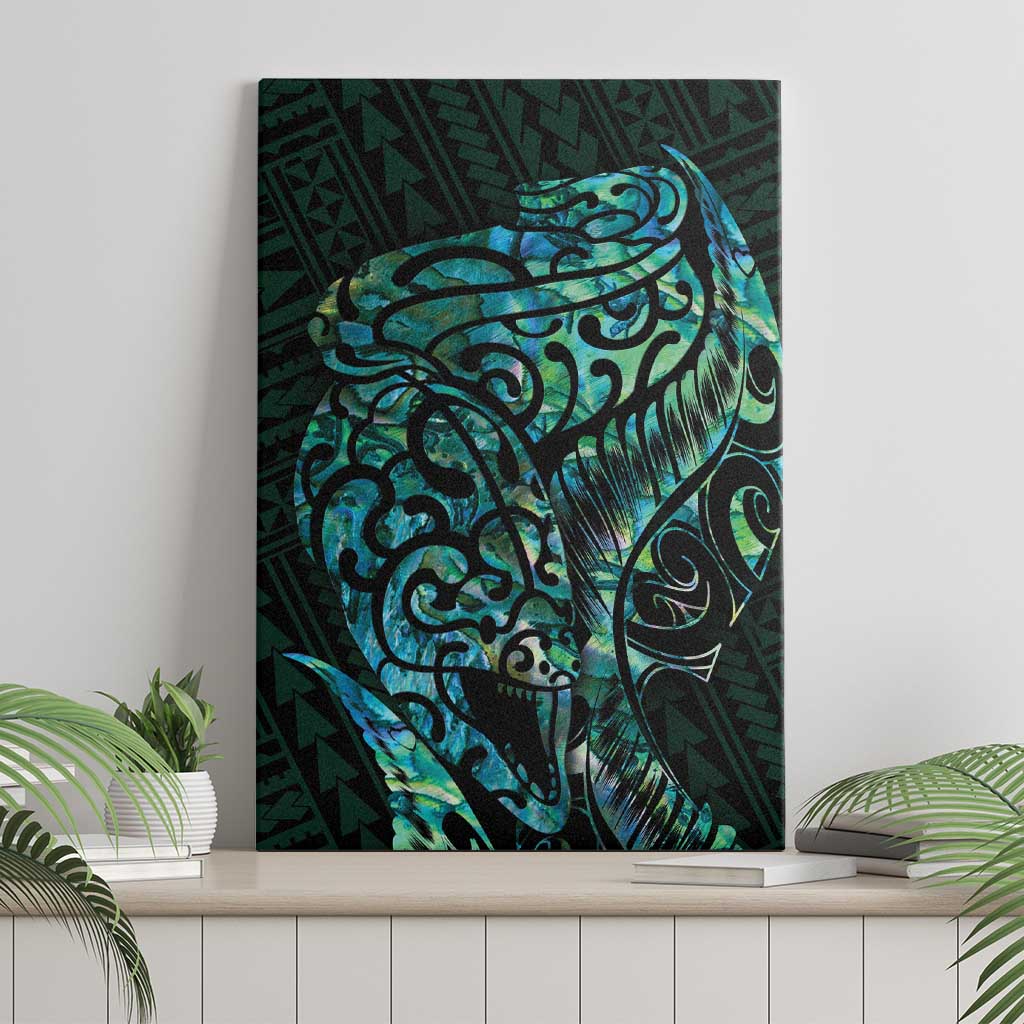 New Zealand Eel Canvas Wall Art Tuna Aotearoa Maori With Paua Shell - Turquoise