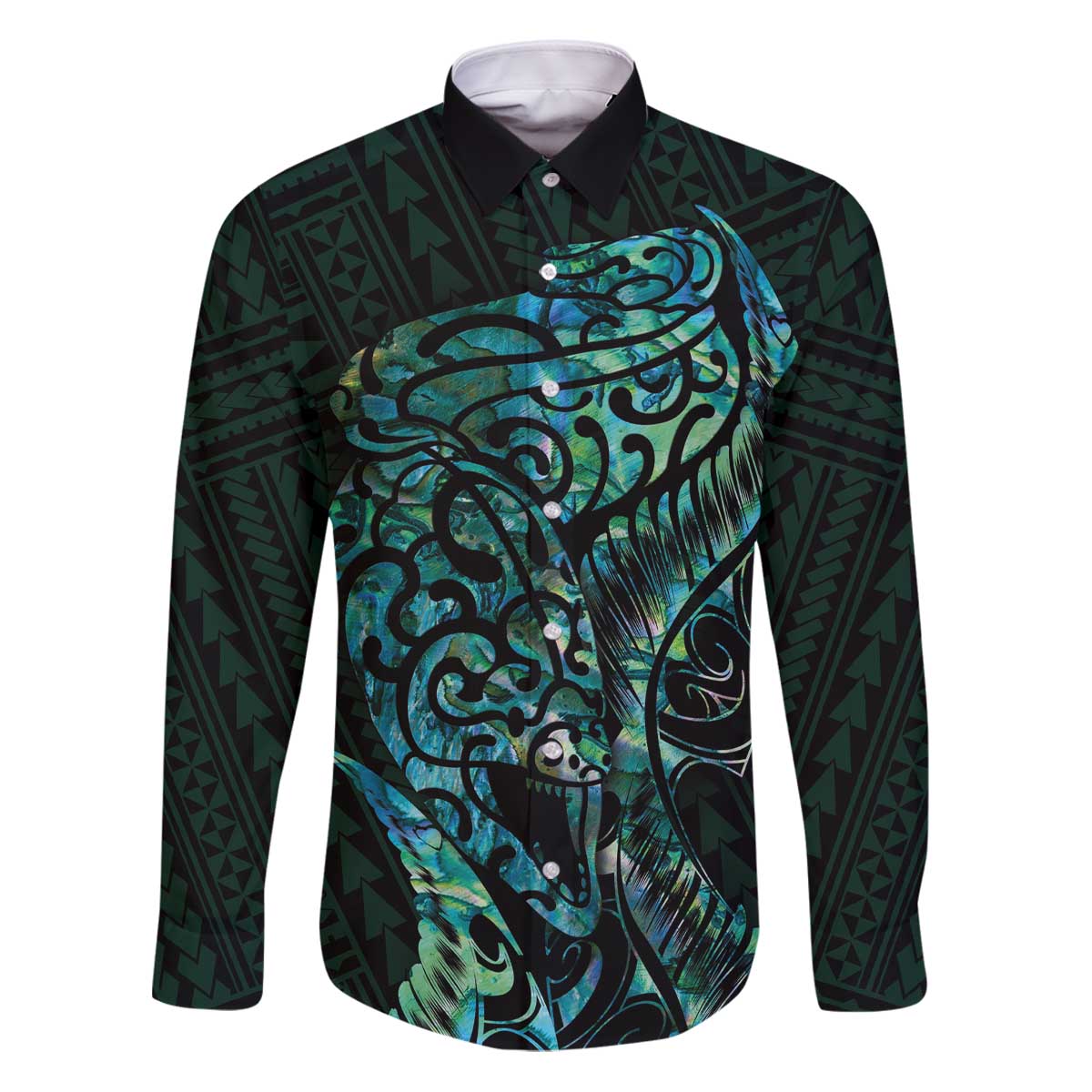 New Zealand Eel Family Matching Puletasi and Hawaiian Shirt Tuna Aotearoa Maori With Paua Shell - Turquoise