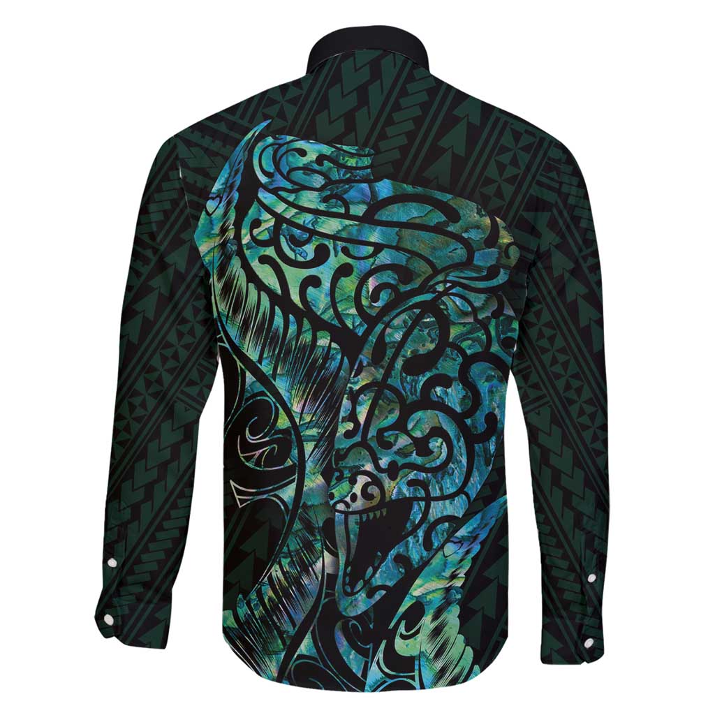 New Zealand Eel Family Matching Summer Maxi Dress and Hawaiian Shirt Tuna Aotearoa Maori With Paua Shell - Turquoise