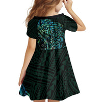 New Zealand Eel Family Matching Tank Maxi Dress and Hawaiian Shirt Tuna Aotearoa Maori With Paua Shell - Turquoise