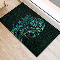 New Zealand Eel Rubber Doormat Tuna Aotearoa Maori With Paua Shell - Turquoise LT14 - Polynesian Pride
